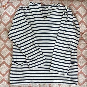 Saint James XS french Striped black and white Long Sleeve Top with hood